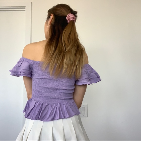 Purple Off-the-Shoulder Top with Ruffles - Picture 11 of 11